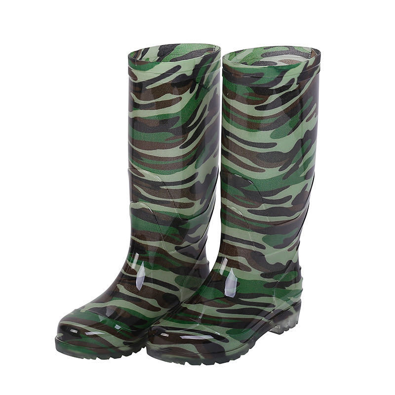 Customized Camouflage Knee-High Rain Boots Men's Long Rain Boots Foreign Trade Rain Shoes Construction Site Non-Slip Wear-Resistant Labor Protection Rubber Shoes Cross-Border