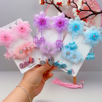 汉服头饰女儿童古风发夹小女孩头花古装对夹宝宝发卡花朵夹子发饰