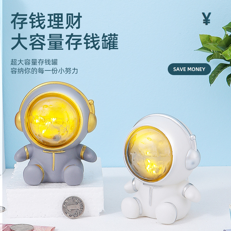 creative astronaut cartoon piggy bank night light eye protection lamp bedroom star light birthday gift