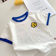 洋气宝宝2024夏装新款童装韩版卡通儿童短袖撞色男童女童T恤