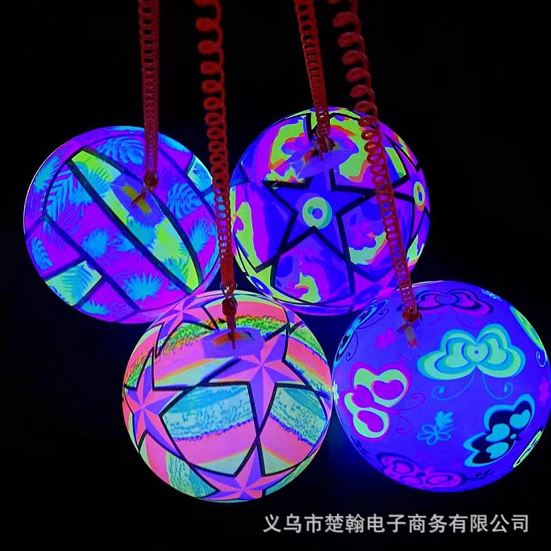 New Children's Luminous Chain Pat Ball Flash Football Drawstring Fitness Swing Ball Elastic Toy Push Wholesale