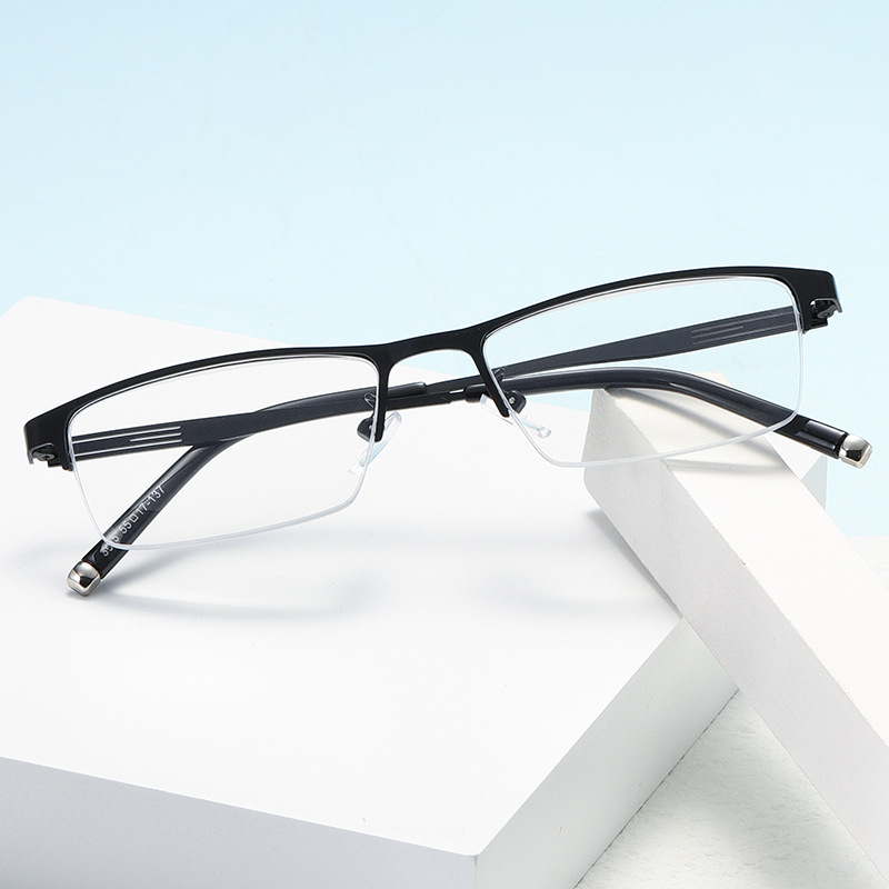 New Metal Half Frame Business Fashion Anti-Blue Light Reading Glasses HD Anti-Blue Ray Presbyopic Glasses 3005