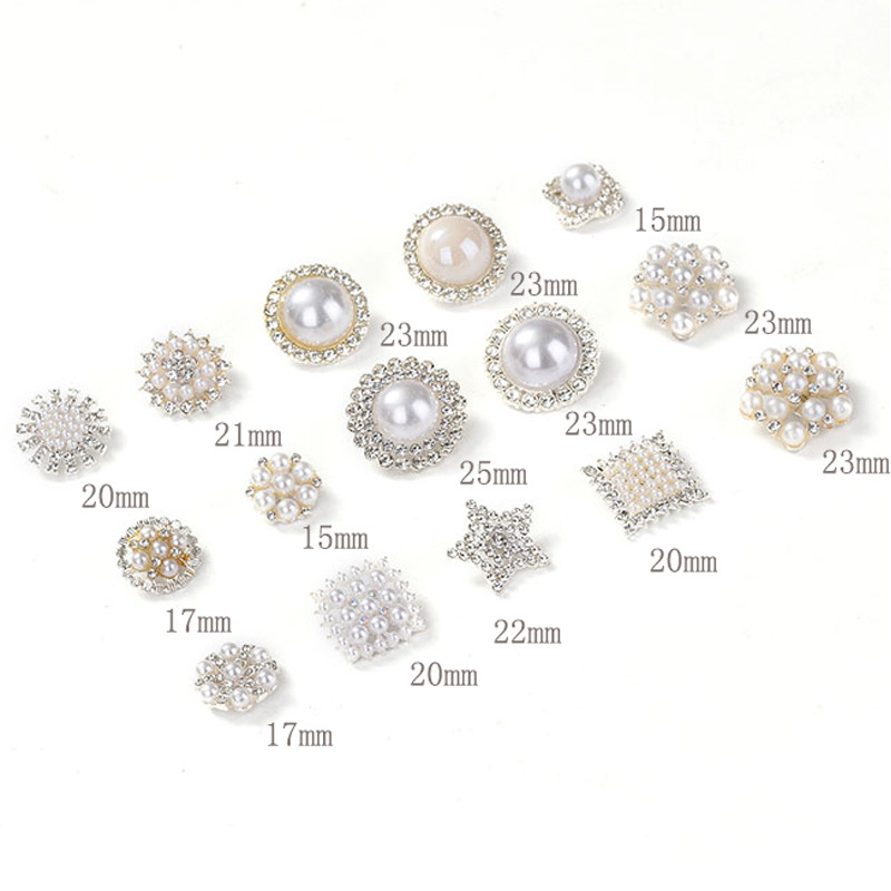 Vamp Metal Buckle Pearl Full Diamond Welding Button Series Welding Alloy Bottom Spot Drill Button Ornament Accessories