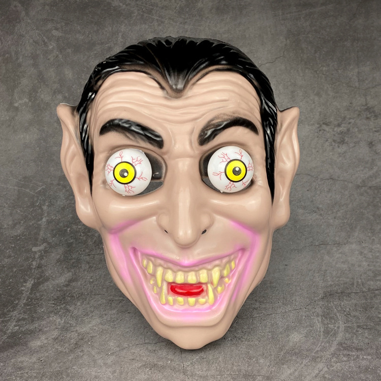 新款万圣节恐怖吓人弹簧眼珠长耳朵咧牙整蛊恶搞面具 厂家直销