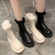 雪地靴女冬季2024新款加厚加绒棉鞋白色毛毛马丁靴今年流行的短靴