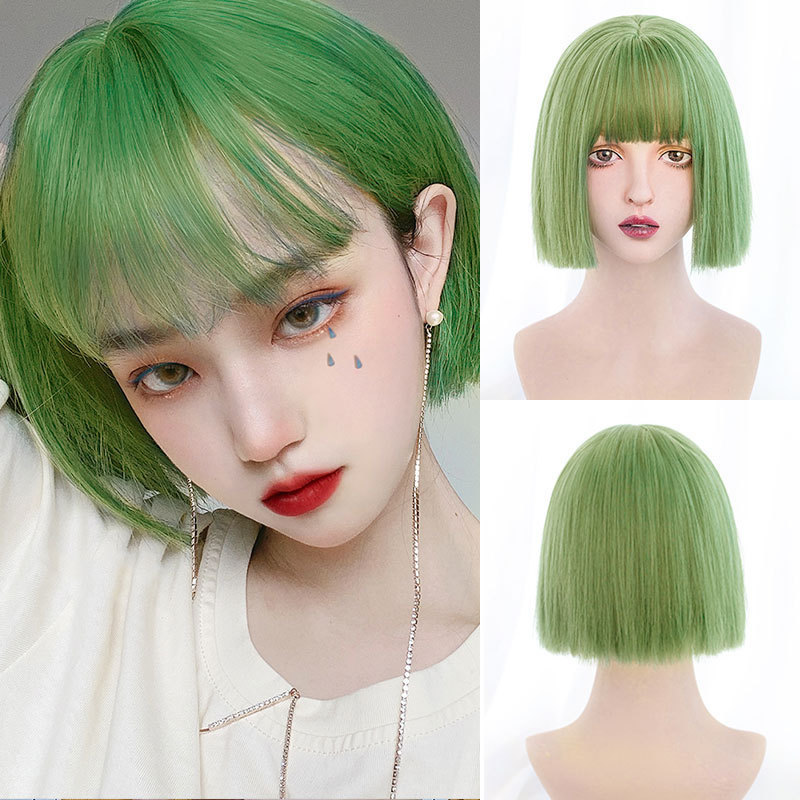 假发女短发超a元气潮色 渐变cos日系lolita粉色齐耳jk造型全头套