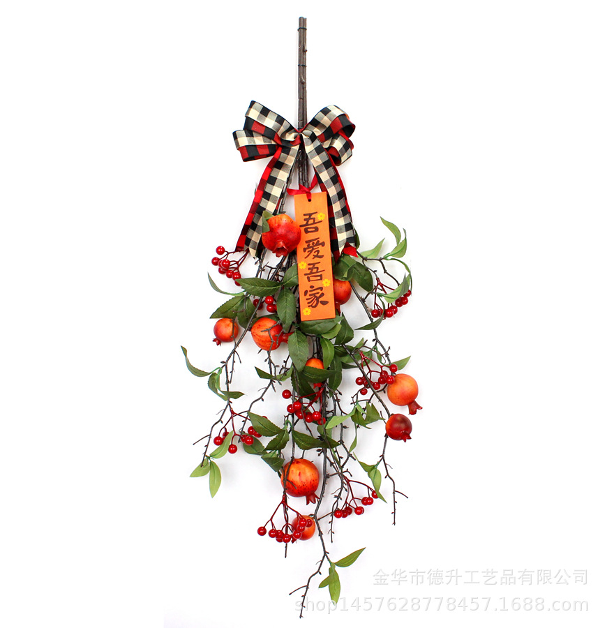 DSEN I Love My Home Ornaments Pomegranate Chinese Hawthorn Inverted Tree Home Decoration Housewarming Happiness Decoration Fine Gifts