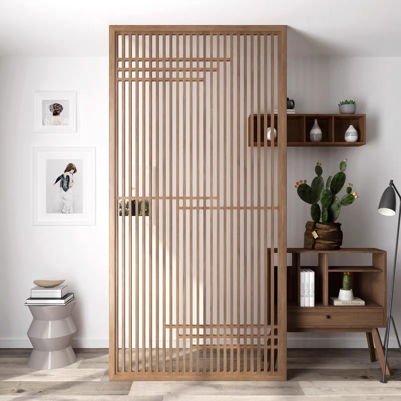 新中式屏风隔断实木花格家用现代日式木质镂空格栅入户客厅玄关