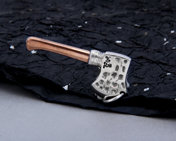 s925纯银财道斧头吊坠复古做旧泰银项链挂坠个性男士潮男银饰品女