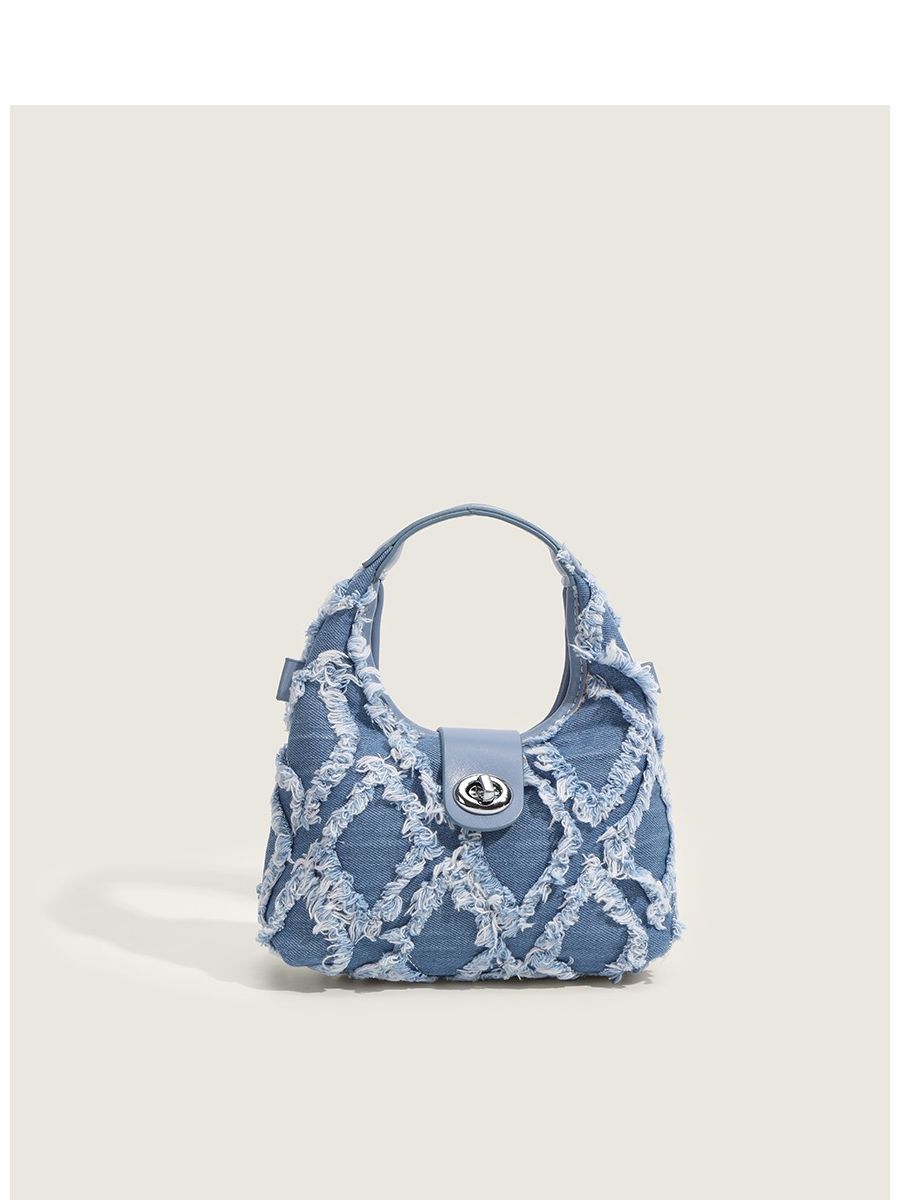 2023 new denim small bag messenger bag ins same style women bag underarm bag all-matching denim handbag women