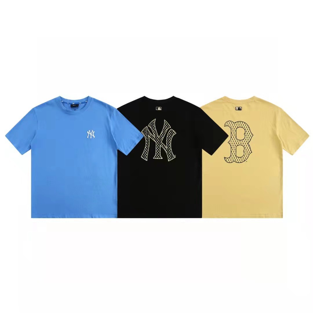 一件代发 mlb洋基队2022夏季新款背印老花大logo情侣短袖t恤潮 男