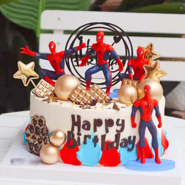 复仇者美国队长联盟蜘蛛钢铁侠超人男孩儿童漫威生日蛋糕装饰摆件
