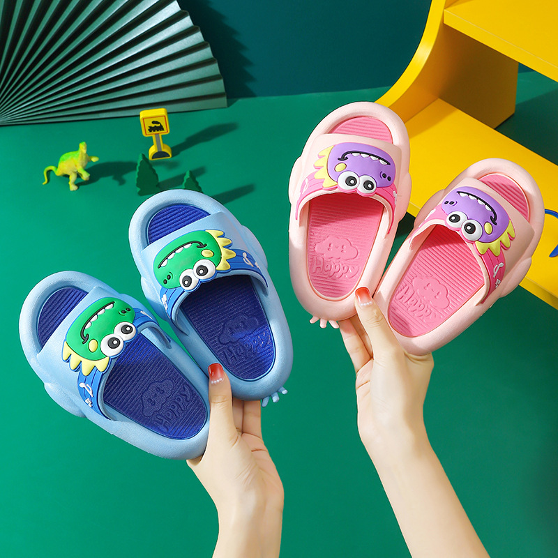 Children's Slippers Summer Home Indoor Non-Slip Cartoon Little Dinosaur Boys and Girls Baby Soft Bottom Sandals Can Be Worn outside