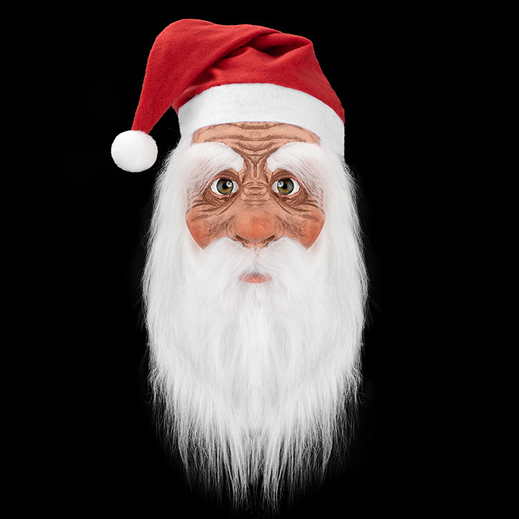Halloween Mask Latex Headgear Santa Claus Same Latex Headgear White Beard Old Man Mask Christmas Party