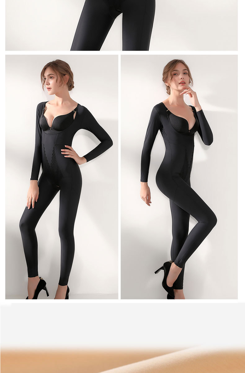 美容院秋冬保暖连体塑身衣女士塑型长袖开档产后塑形内衣舒适束身