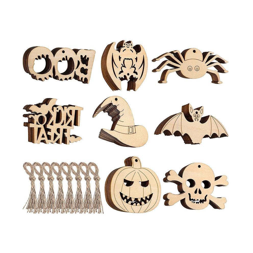 跨境热销万圣节木制挂饰女巫鬼蝙蝠骷髅木片工艺品装饰牌diy-阿里巴巴