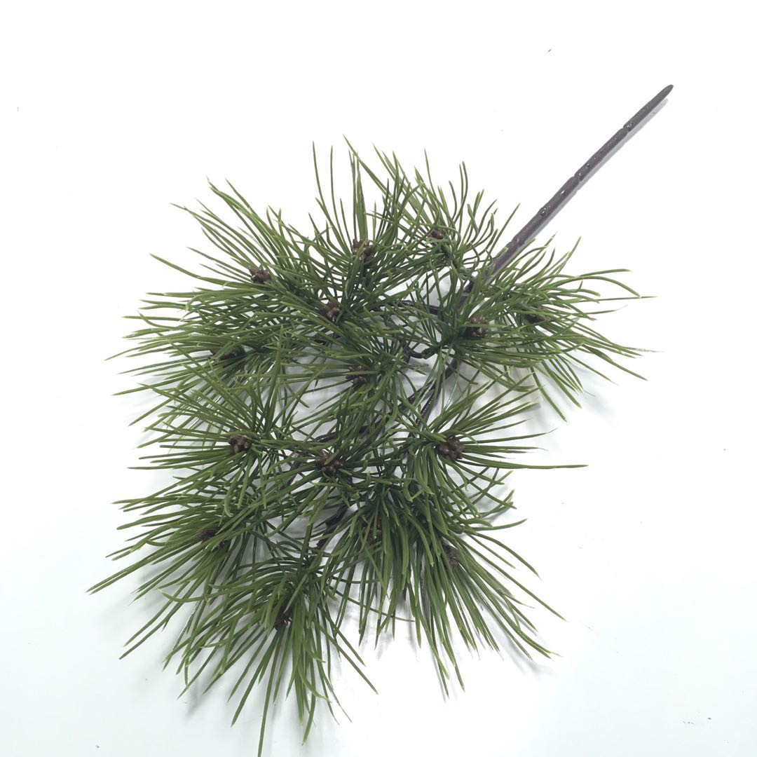 马尾松厂家直供迎客松树叶盆景配件装饰植物假花崖柏叶仿真松枝-阿里