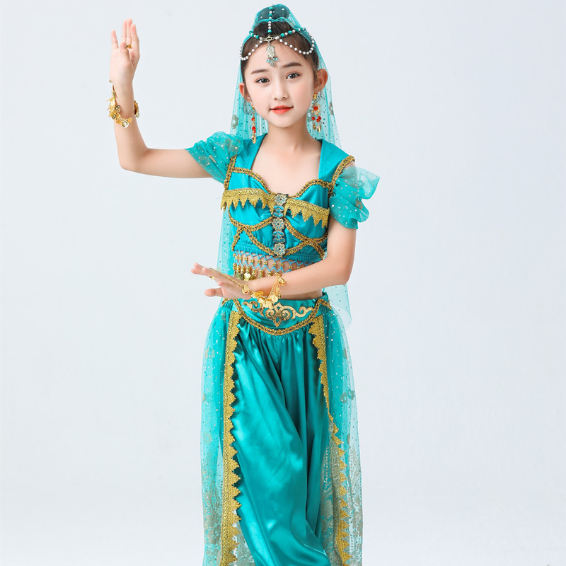 印度舞蹈服装女儿童六一新疆民族舞台演出服公主敦煌异域风情服装