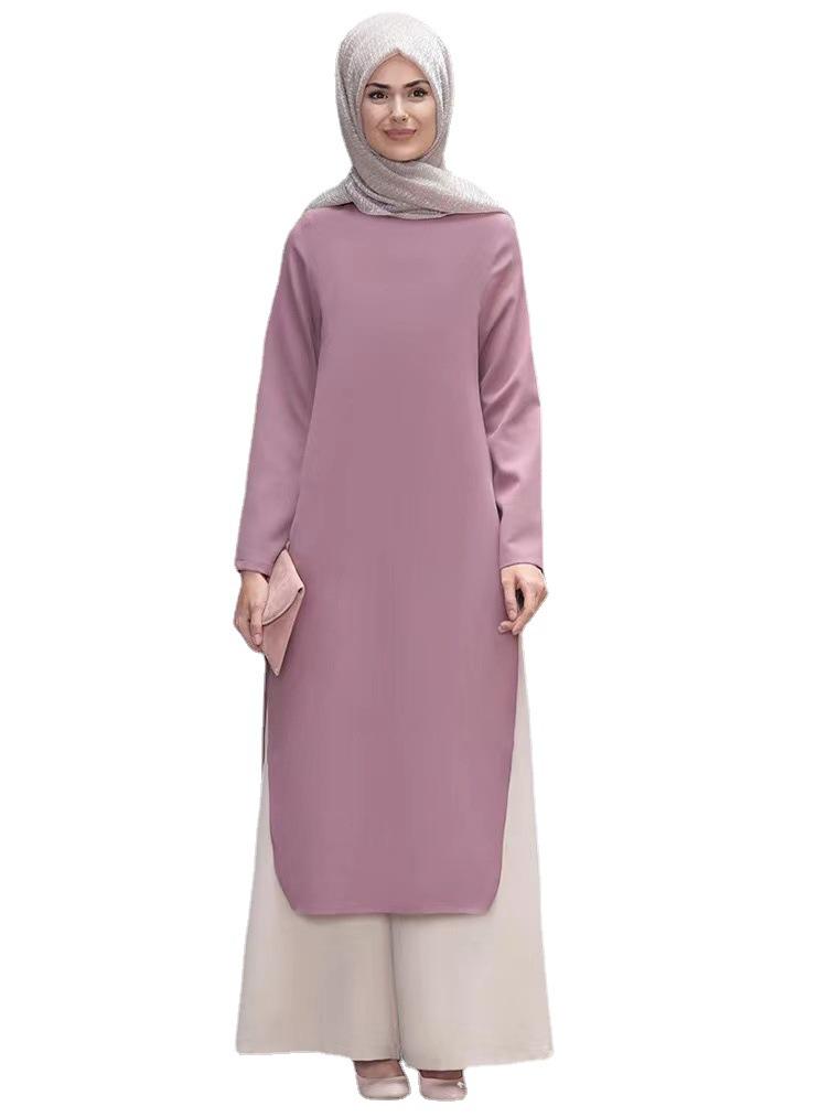 穆斯林女abaya长款musilim中东衣服fashion回族晚礼服套装两件套