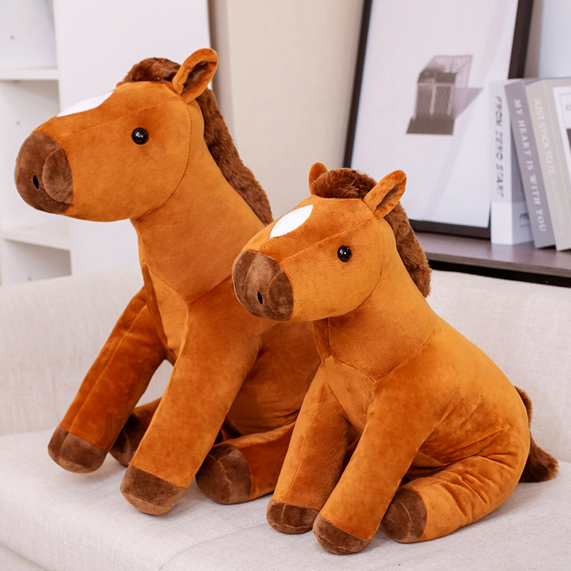 可爱坐款仿真马毛绒玩具公仔跨境白马棕马一件代发批发地摊-阿里巴巴
