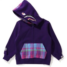 2024秋冬潮牌猿人bape 鲨鱼头 3D数码印花儿童运动连帽卫衣外套