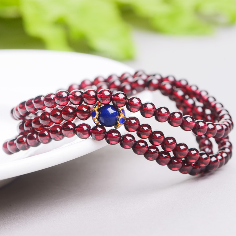 互鑫石榴石手链景泰蓝工艺三圈4mm节日礼物-阿里巴巴