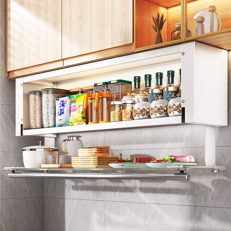 2bpu厨房调料置物架吊柜下方备菜收纳架墙上壁挂下拉式调味品储物