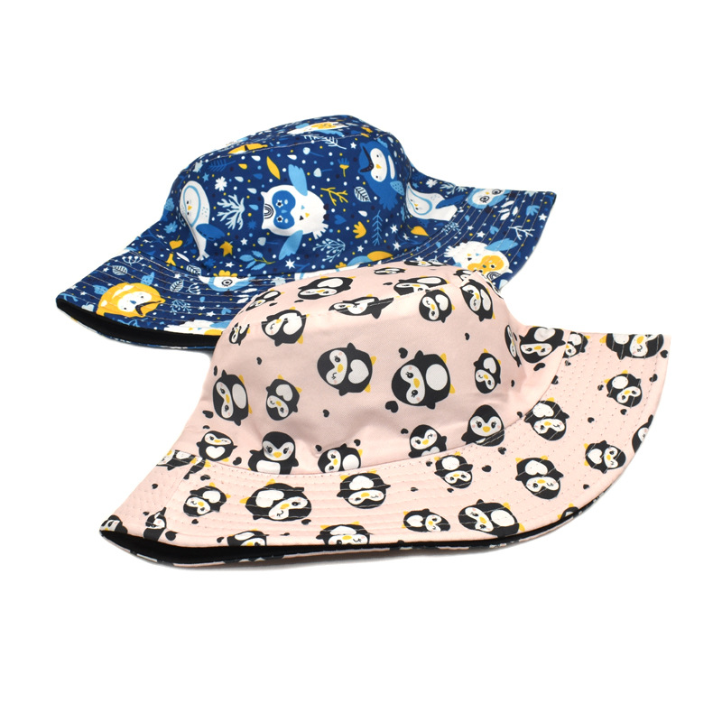 European and American New Penguin Pattern Bucket Hat Double-Sided Sun Hat Female Spring and Summer Outdoor Sun Protection Male Foldable Basin Hat