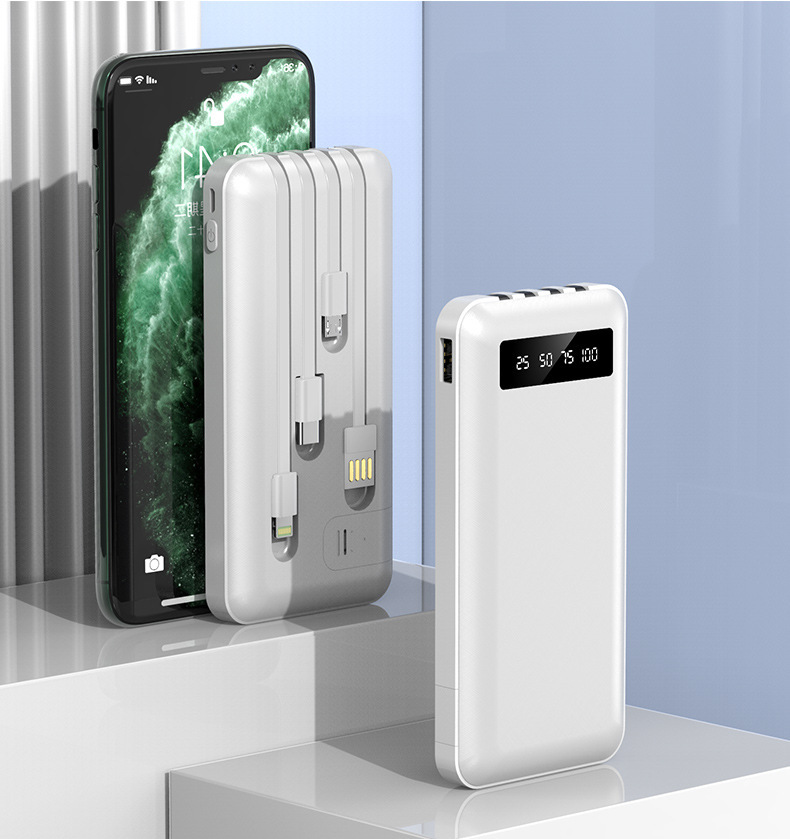 10000毫安移动电源手机支架充电宝自带线礼品充电宝免费印刷logo