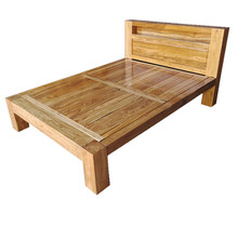 V3FP纯实木床老榆木床现代简约单人床双人床榻榻米硬板平板平尾床