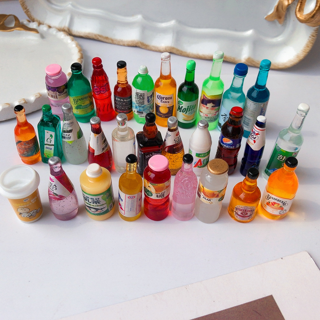 100不重复的微缩食玩盲袋树脂diy食物超市迷你饮料小瓶子模型摆件