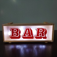 网红批发 酒吧BAR创意照明实木灯箱 led夜灯家居装饰灯个性制做