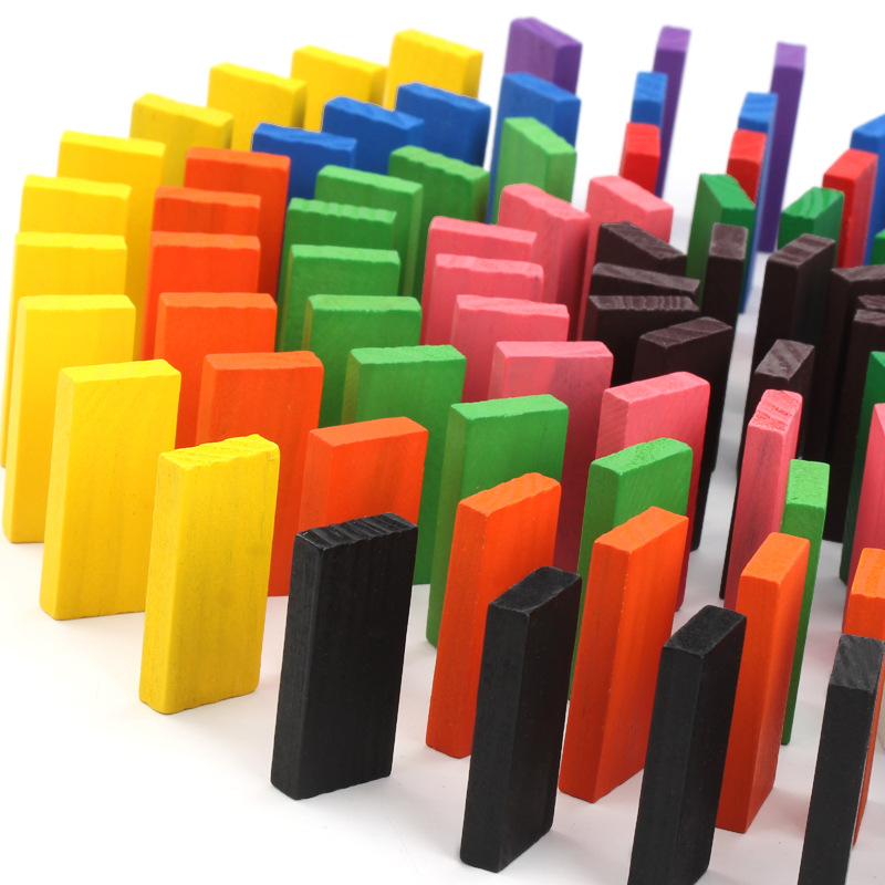 彩色多米诺骨牌1000片儿童小学生成人比赛专用带机关拼装积木玩具