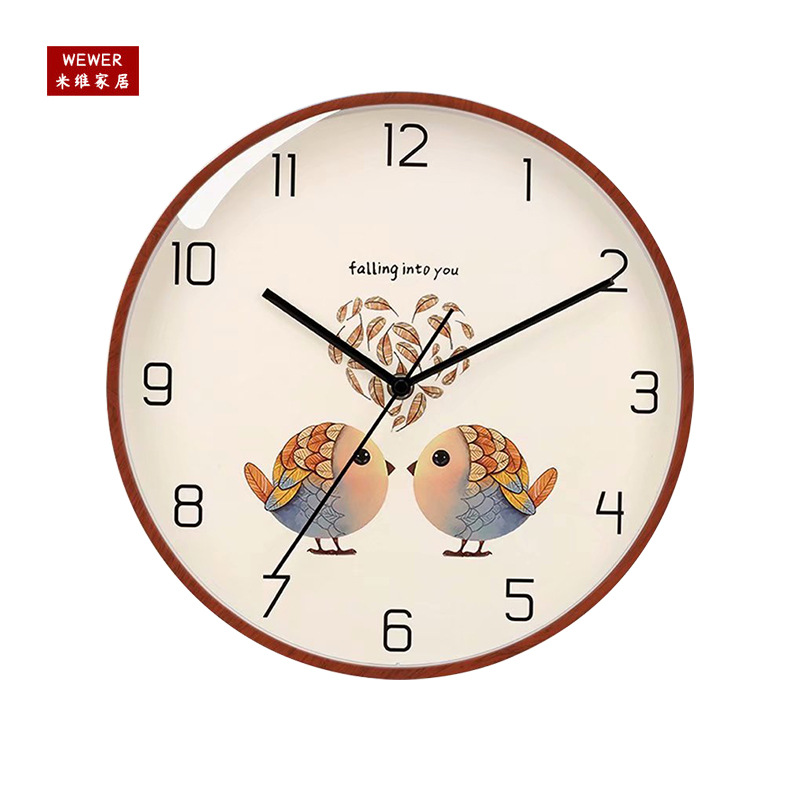 Fashionable Modern Simple Wood Grain Frame Clock Living Room Wall Clock Creative Nordic Mute Personalized Bedroom Home Clock