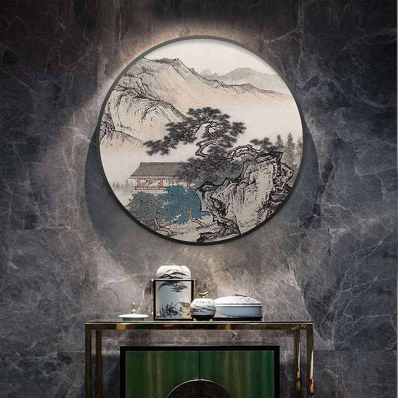 画花玄关装饰画苏刺绣画客厅挂画实木框客厅画幅客厅画客厅画花木装饰