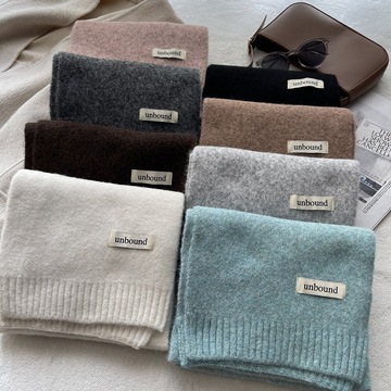 基础纯色围巾显白毛线围脖韩国冬天新款学生情侣简约针织围巾男女