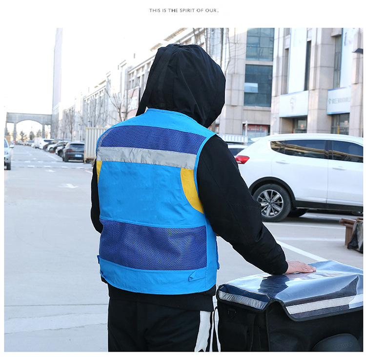 闪送马甲代驾反光马甲多口袋夜间防护运动背心外套工作服印字logo