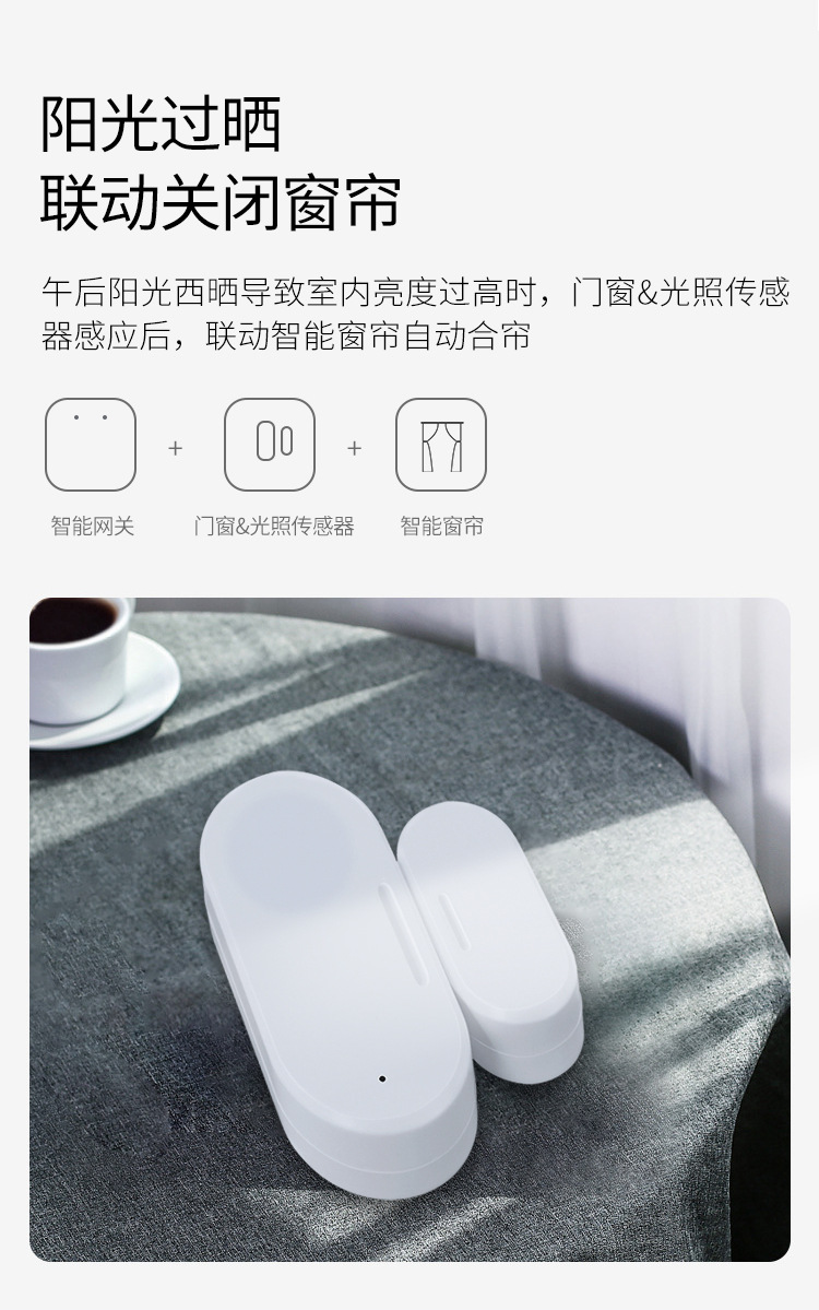 涂鸦智能zigbee门磁 光感传感器窗户开门光照提醒照明感应报警器