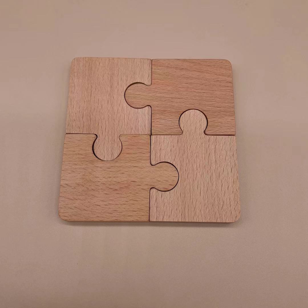 蒙氏toddler contrast puzzle对比拼图入门扣 两圆相扣榉木教具