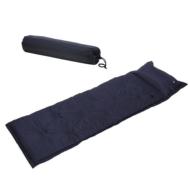 Nine-Point Automatic Inflatable Mattress Outdoor Camping Single Double Stitching Moisture Proof Pad Navy Blue Camping Mattress