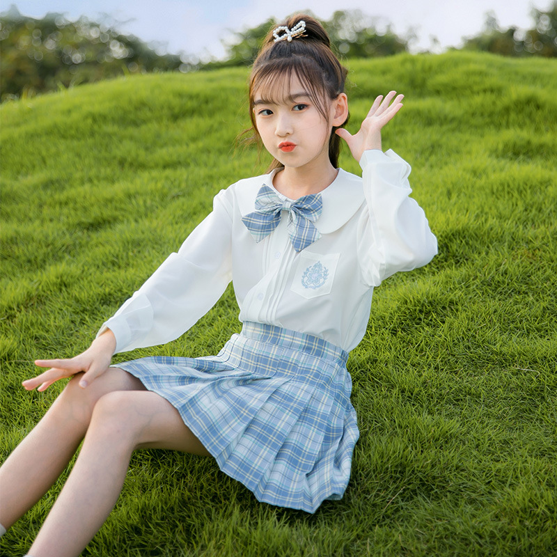 女童jk套装2021秋装童装套装女大童长袖儿童秋季jk制服裙小学生装
