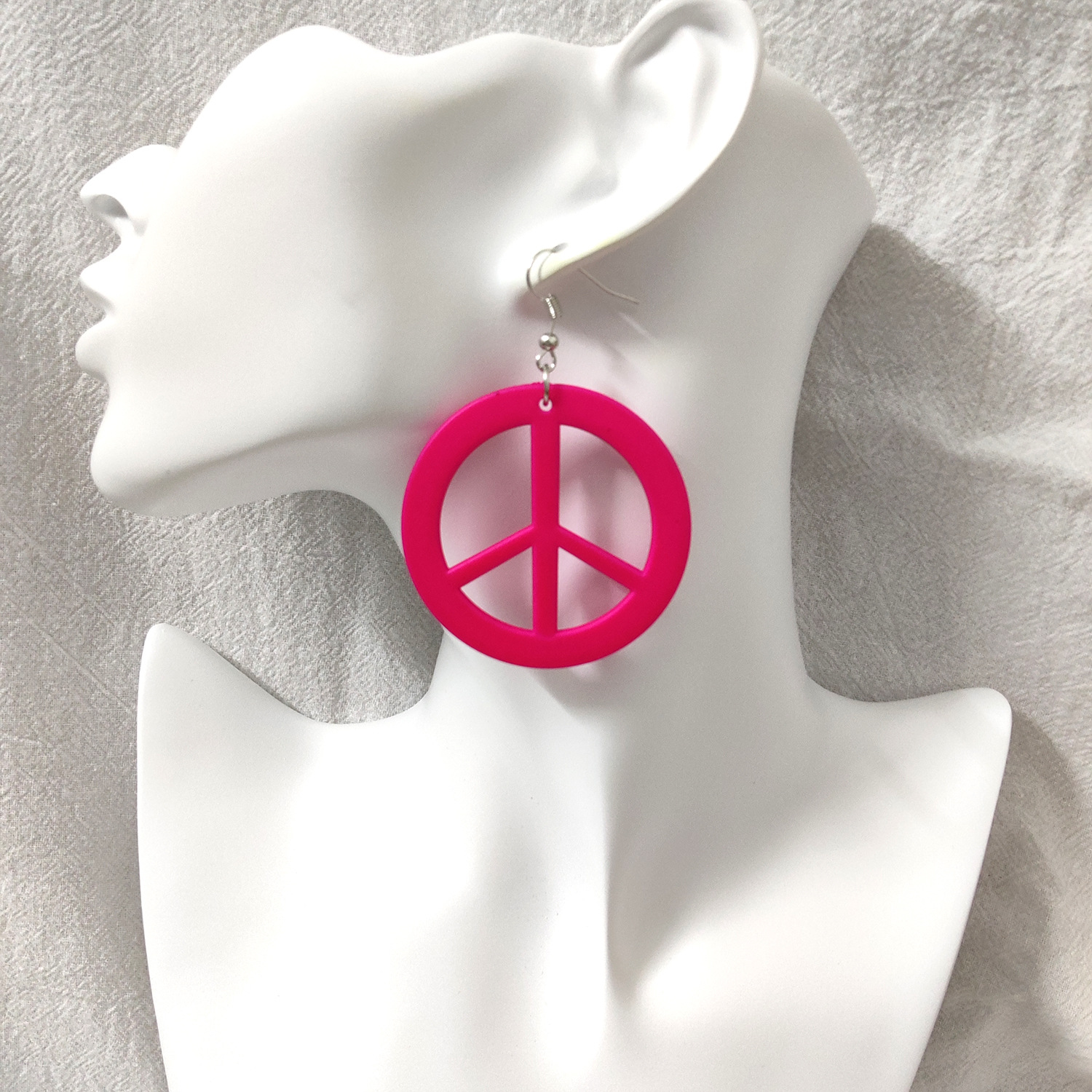 New Rose Red round Acrylic Peace Charm Earrings Trend Earrings 1980s Neon Vintage Party Earrings