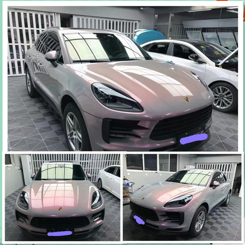 新品梦幻火山灰双色汽车改色膜超亮灰魅红车身贴膜全车贴膜保护膜