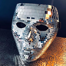 万圣节面具迪斯科舞会闪光镜面面罩Disco Ball Glitter Face Mask