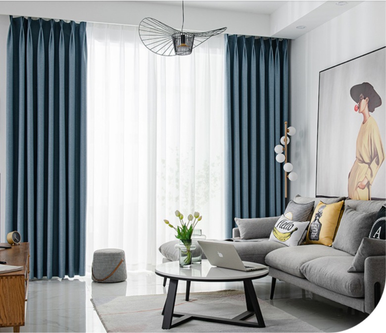 窗帘2021年新款北欧简约遮光窗帘客厅卧室ins风棉麻拼接少女纯色