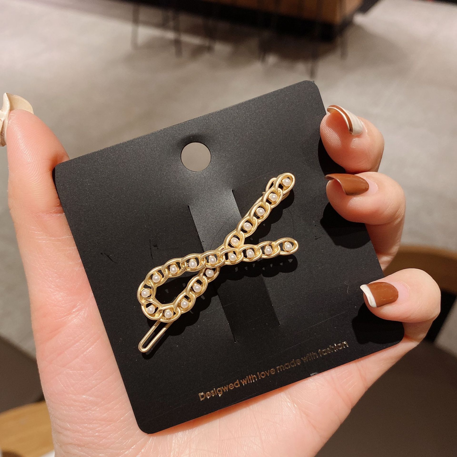Dongdaemun New Design Sense Personality Chain Cross Barrettes Female Sub-Gold Fashion Hairpin Bang Clip Wholesale