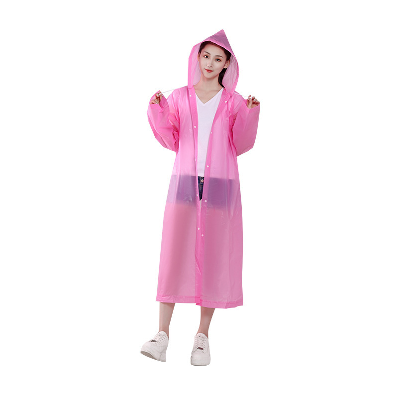 Disposable Raincoat Portable Adult Eva Thickened Outdoor Travel Rainproof Long Drawstring Raincoat Factory