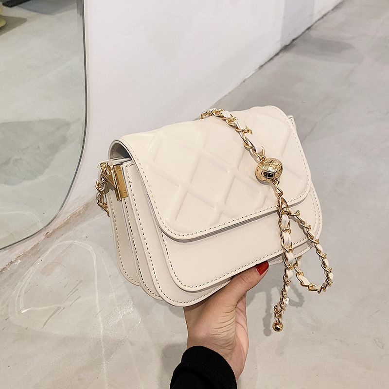 Rhombus Chain Small Bag for Women 2022 New Fashion Shoulder Crossbody Small Bag High Sense Small Golden Balls Messenger Bag