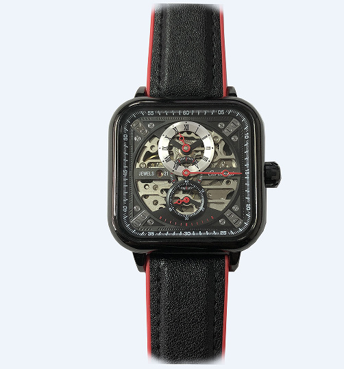 卡帝司品牌 山度士系列三针分离多功能机械男表 雕花镂空夜光男表