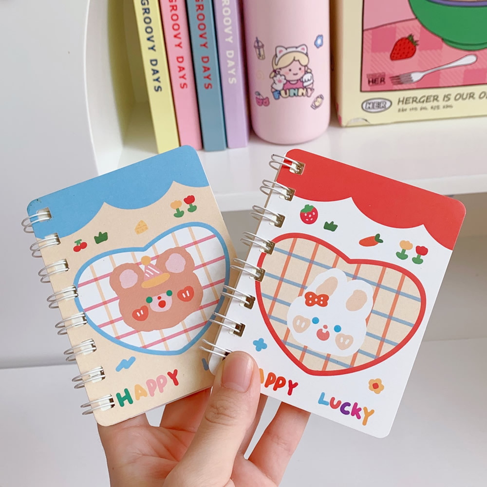 Coil Notebook Cartoon Cute Little Notebook B5 Spiral Girl Heart Flip Horizontal Line Notepad Cute Portable Vocabulary Book